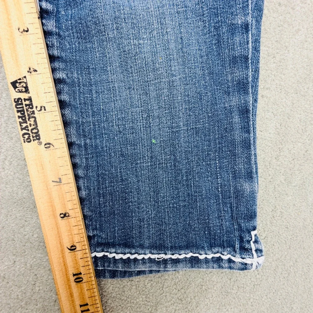 LA Idol USA Womens Denim Bermuda Shorts Blue Thick Stitch Rhinestone Size 12